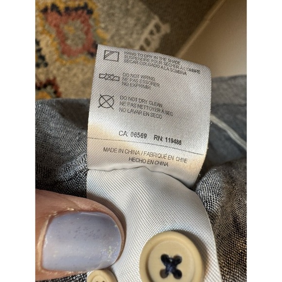 Report Collection Resort Linen Button Up Long Sleeve Shirt Casual Mens L Gray - Picture 6 of 11